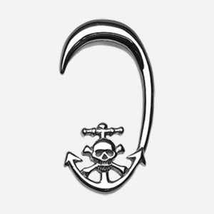 Skull Pirate's Dock Steel Ear Gauge Hanging Taper-WildKlass Jewelry