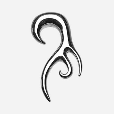 Tribal Fang Swirl Hook Steel Ear Gauge Hanging Taper-WildKlass Jewelry
