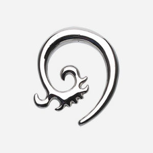 Serrated Swirls Steel Ear Gauge Spiral Hanging Taper-WildKlass Jewelry