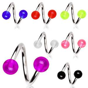 316L Surgical Steel Twist with UV Coated Acrylic Ball-WildKlass Jewelry