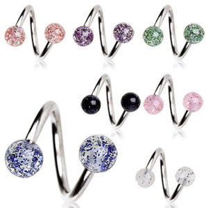 316L Surgical Steel Twist with Metallic Glitter Ball-WildKlass Jewelry