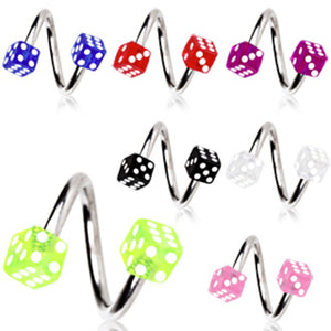 316L Surgical Steel Twist with Acrylic Dice-WildKlass Jewelry