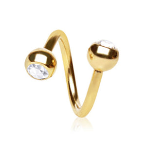 Gold Plated Over 316L Surgical Twist with Gemmed Ball-WildKlass Jewelry