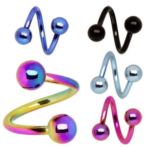 PVD Plated 316L Surgical Steel Twist with Balls-WildKlass Jewelry