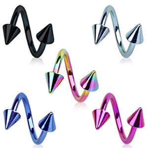 PVD Plated 316L Surgical Steel Twist with Spikes-WildKlass Jewelry