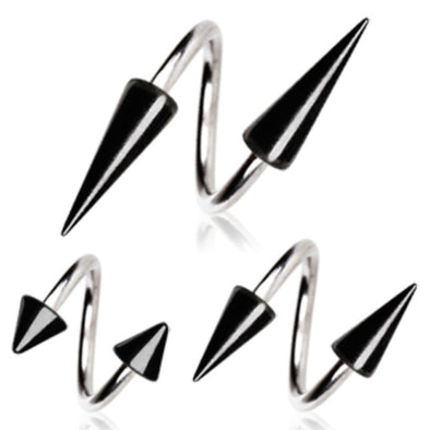 316L Surgical Steel Twist with Black PVD Plated Spikes-WildKlass Jewelry