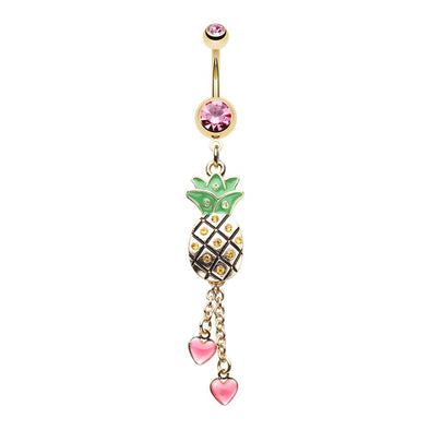 WILDKLASS Golden Juicy Pineapple Fruit Dangling Belly Button Ring-WildKlass Jewelry