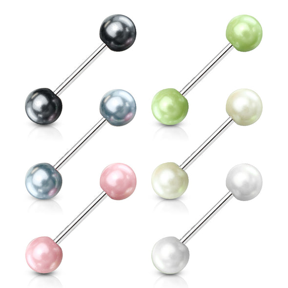 6 Pcs Value Pack of Assorted Color 316L Surgical Steel WildKlass Barbells with Faux Pearl Balls-WildKlass Jewelry