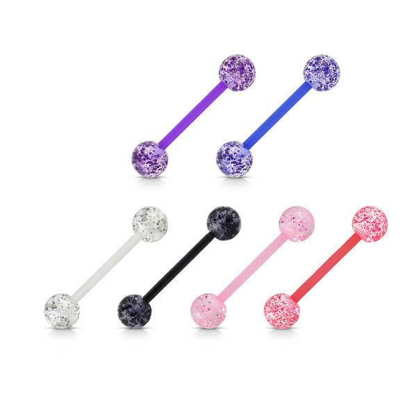 6 Pcs Value Pack Bio Flex WildKlass Barbells with Super Glitter UV Light Reactive Acrylic Balls-WildKlass Jewelry