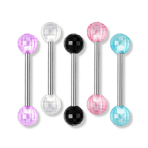 5 Pcs Value Pack Acrylic Disco Ball Barbell 316L Surgical Steel WildKlass Barbells-WildKlass Jewelry