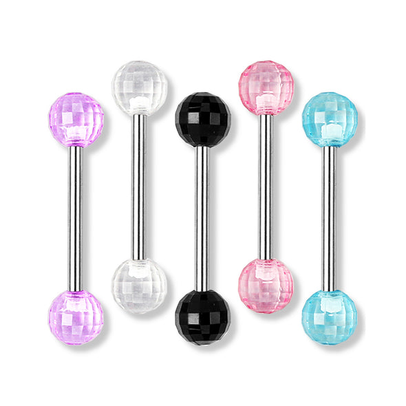 5 Pcs Value Pack Acrylic Disco Ball Barbell 316L Surgical Steel WildKlass Barbells-WildKlass Jewelry