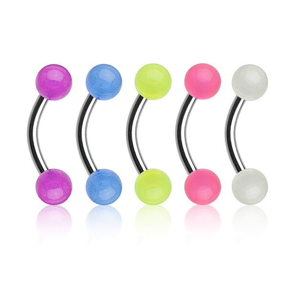 5 Pcs Value Pack Acrylic Glow in the Dark Balls 316L Surgical Stainless Steel WildKlass Eyebrow Ring-WildKlass Jewelry