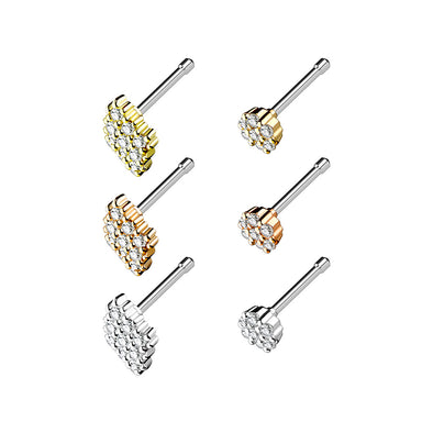 6 Pcs Pre Loaded CZ Paved Circle and Diamond 316L Surgical Steel WildKlass Nose Stud Rings Gem Box Package-WildKlass Jewelry