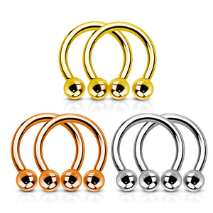 Value Pack Three Pairs 316L Surgical Steel WildKlass Horseshoes. Polished, Gold IP and Rose Gold IP-WildKlass Jewelry