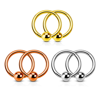 Value Pack 3 Pairs Annealed 316L Surgical Steel WildKlass Captive Bead Rings. Polished, Gold IP and Rose Gold IP pack-WildKlass Jewelry