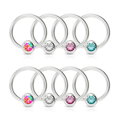 Value Pack 4 Pairs Annealed 316L Surgical Steel WildKlass Captive Bead Rings with Crystal Set Ball-WildKlass Jewelry