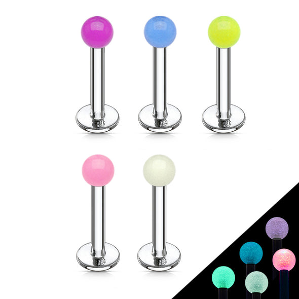 5 Pcs Value Pack of Assorted Glow in the Dark Ball 316L Steel WildKlass Labret & Monroe-WildKlass Jewelry