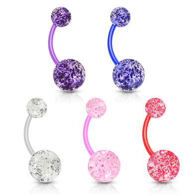 5 Pcs Value Pack Ultra Glitter Acrylic Balls BioFlex WildKlass Navel Rings-WildKlass Jewelry