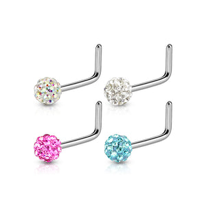 4 Pcs Value Pack of Assorted Ferido Ball 316L Surgical Steel WildKlass L Bend Nose Ring-WildKlass Jewelry
