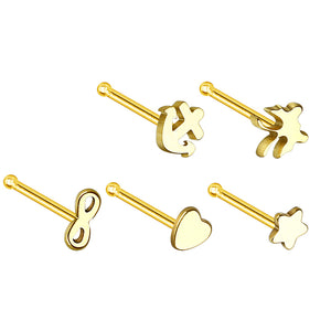 5 Pieces WildKlass Nose Studs Mix Value Pack-WildKlass Jewelry