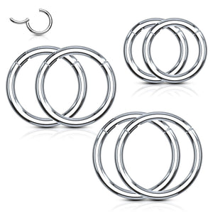 Value Packs 3 Pairs High Quality Precision 316L Surgical Steel WildKlass Hinged Segment Rings-WildKlass Jewelry