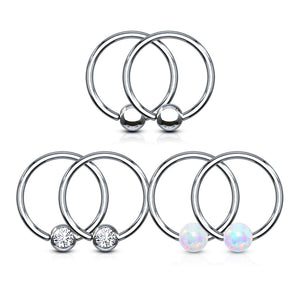 Value Packs 3 Pairs Assorted Fixed Ball 316L Surgical Steel WIldKlass Captive Bead Rings/Hoops-WildKlass Jewelry
