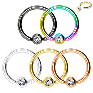 5 Pcs Jewel Set Ball WildKlass Captive Rings Value Pack for Ear, Eyebrow, Nose, Septum and More-WildKlass Jewelry