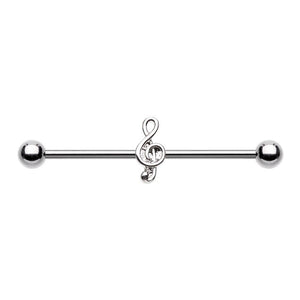 WILDKLASS Treble Clef Music Note Industrial Barbell-WildKlass Jewelry