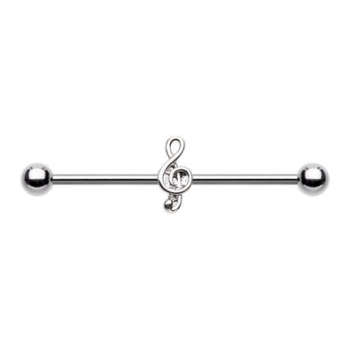 WILDKLASS Treble Clef Music Note Industrial Barbell-WildKlass Jewelry