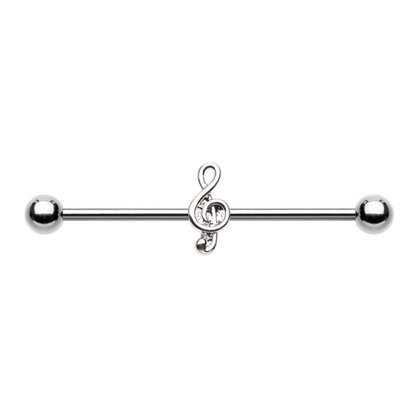 WILDKLASS Treble Clef Music Note Industrial Barbell-WildKlass Jewelry