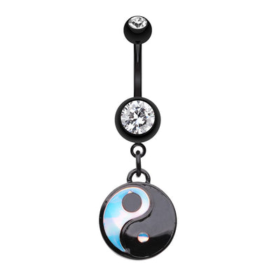 WILDKLASS Black Illuminating Moonstone Yin Yang Belly Button Ring-WildKlass Jewelry