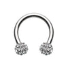 Rose Gold, Gold, Silver Full Dome Pave Ball Horseshoe Circular Barbell-WildKlass Jewelry