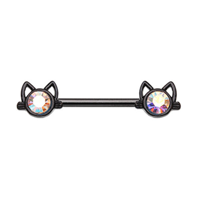 Black Just Kittying Around Nipple Barbell Ring-WildKlass Jewelry