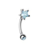 Golden & Silver Star Gem Prong Curved Barbell Eyebrow Ring-WildKlass Jewelry