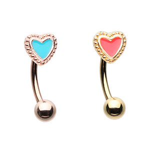 Golden & Rose Gold Addicted to Love Curved Eyebrow Ring-WildKlass Jewelry