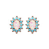 Gold, Rose Gold Elegant Opal Turquoise Ear Stud Earrings-WildKlass Jewelry