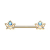 Golden & Silver Namaste Lotus Flower Nipple Barbell Ring-WildKlass Jewelry