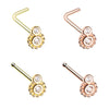 Golden & Rose Gold Steampunk Gear L-Shape Nose Ring-WildKlass Jewelry