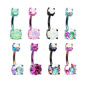 Colorline Briliant & Colorline Opalescent Briliant Sparkle Gem Prong Set Belly Button Ring-WildKlass Jewelry