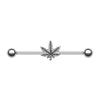 Green Colorline & Silver Pot Leaf Industrial Barbell-WildKlass Jewelry