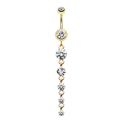Silver & Golden & Rose Gold Crystalline Droplets Fall Belly Button Ring-WildKlass Jewelry