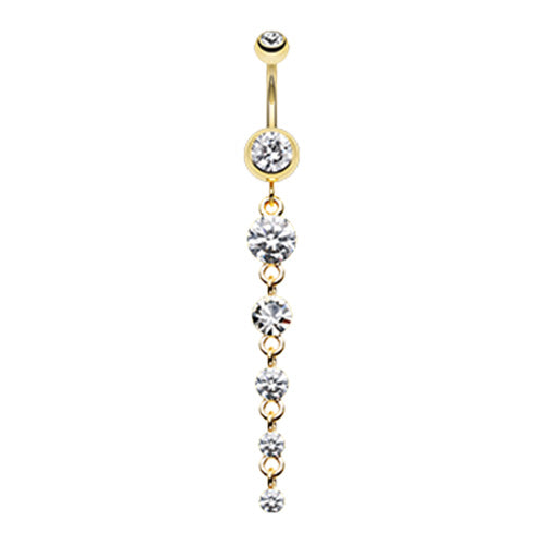 Silver & Golden & Rose Gold Crystalline Droplets Fall Belly Button Ring-WildKlass Jewelry
