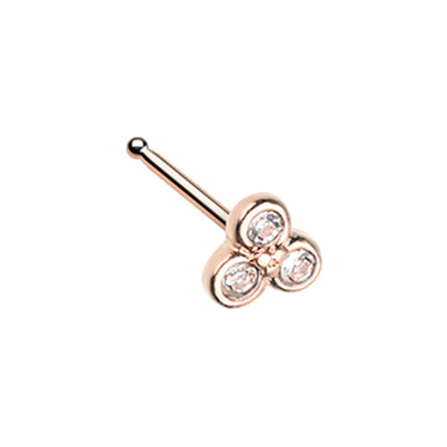 Golden & Rose Gold & Silver Bezel Trilogy L-Shape Nose Ring-WildKlass Jewelry