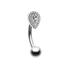 Rose Gold, Silver Aria Sparkle Teardrop Curved Barbell Eyebrow Ring-WildKlass Jewelry