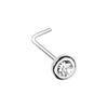 Golden & Rose Gold & Silver Benevolent Bezel Gem L-Shape Nose Ring-WildKlass Jewelry