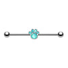Golden & Silver Animal Lover Opal Paw Print Industrial Barbell-WildKlass Jewelry
