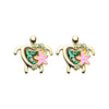 Silver, Gold Kauai Flower Turtle Ear Stud Earrings-WildKlass Jewelry
