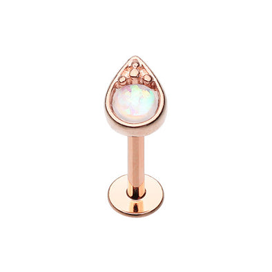 Golden, Rose Gold Opal Tear Drop Top Steel Labret-WildKlass Jewelry