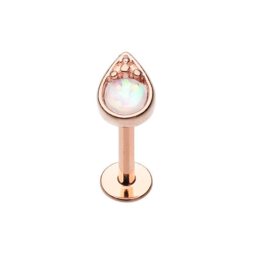 Golden, Rose Gold Opal Tear Drop Top Steel Labret-WildKlass Jewelry