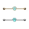 Golden & Silver Animal Lover Opal Paw Print Industrial Barbell-WildKlass Jewelry